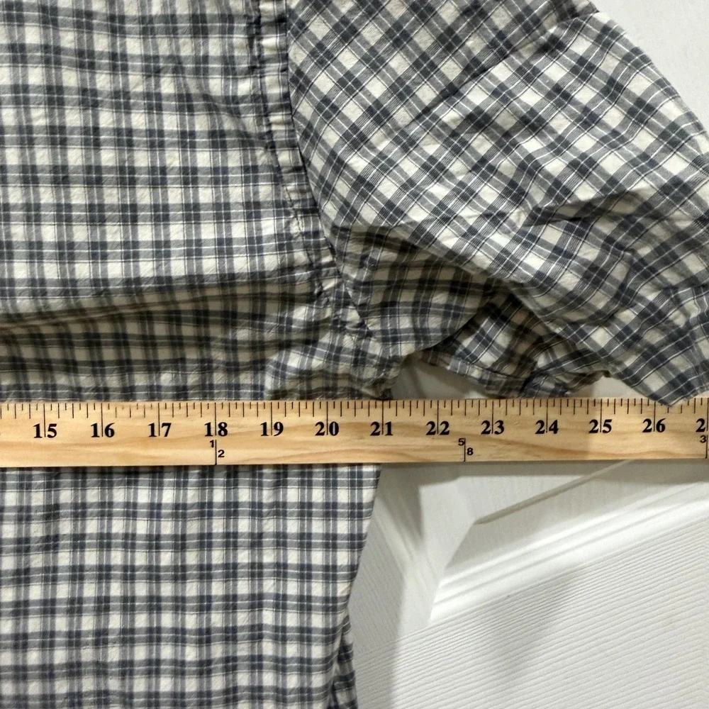 Zara Mens Grey White Plaid Short Sleeve Button Down Shirt Large 4425/056/802